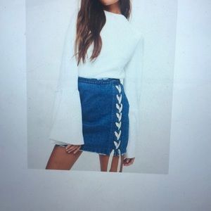 Missguided NWT blue lace up denim mini skirt
